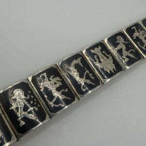 Vintage Siam Sterling Silver Panel Bracelet Heavy 29.01g 6.5"